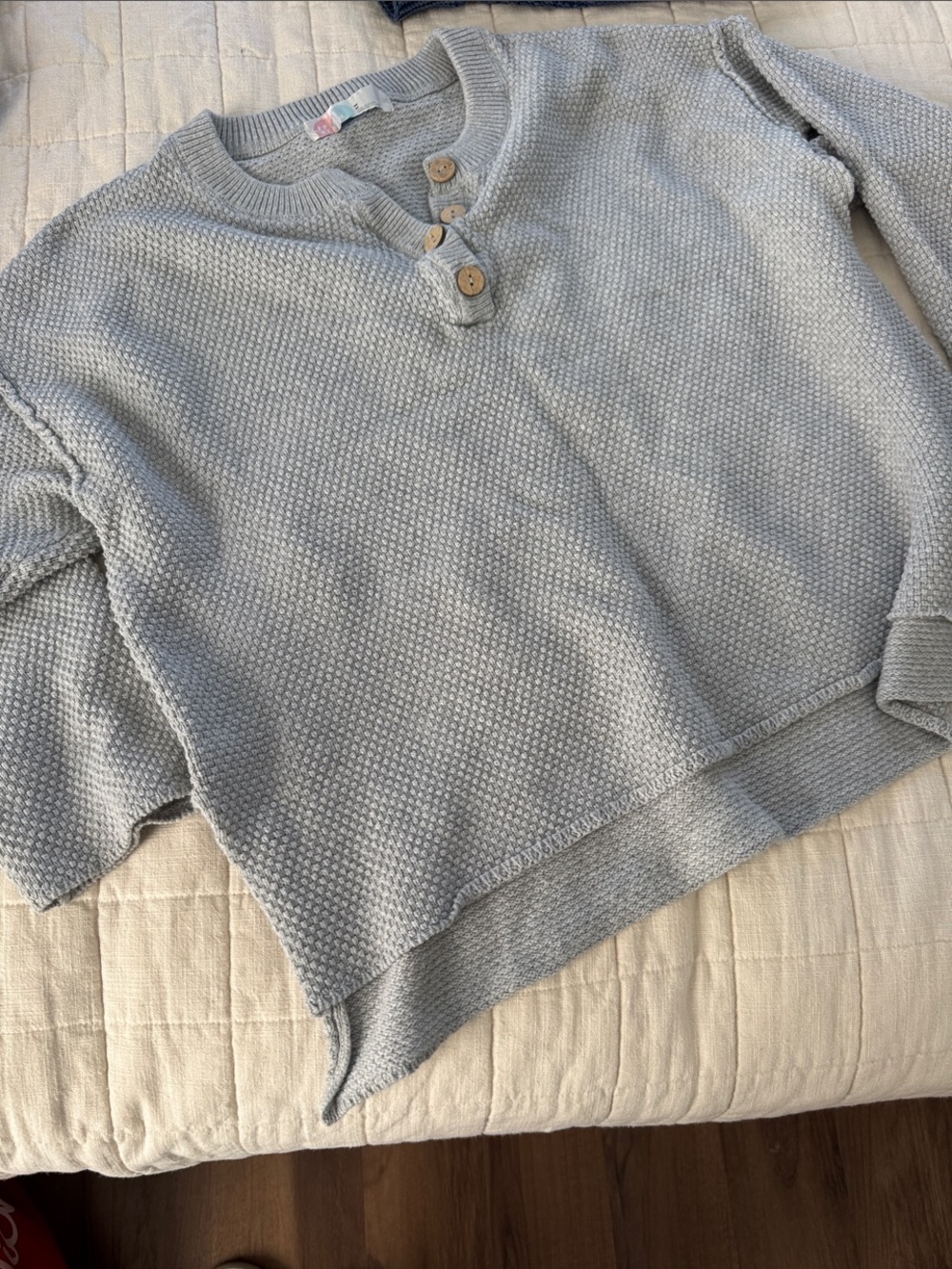 Free people Light Gray Knit Henley Sweater Top